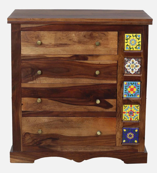 Classic Sheesham Wood Chest Of Drawers In Provincial Teak Finish