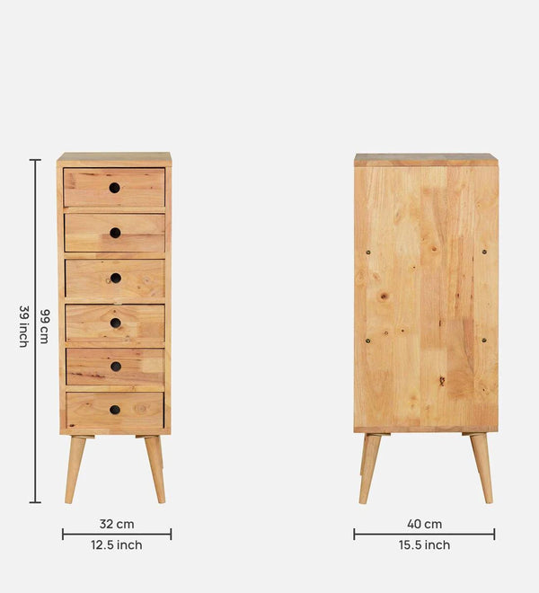 Modern Solid Wood Chest Of Drawers In Natural Finish