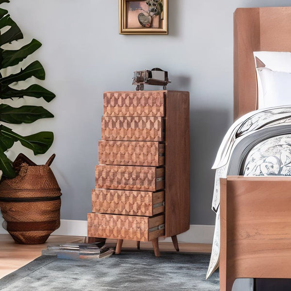 Living Room Drawer Chest In Teak Finish