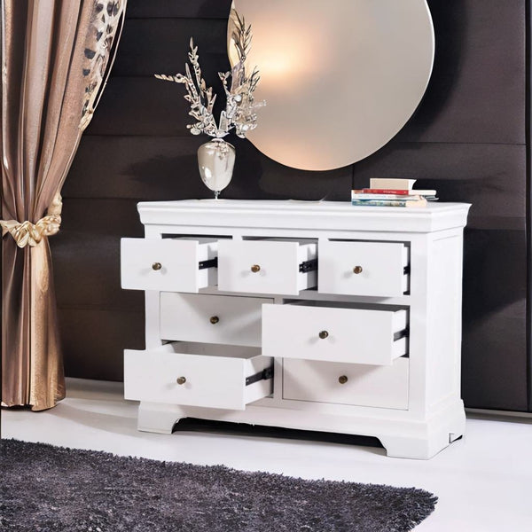 Mango Wood Drawer Chest In Premium White