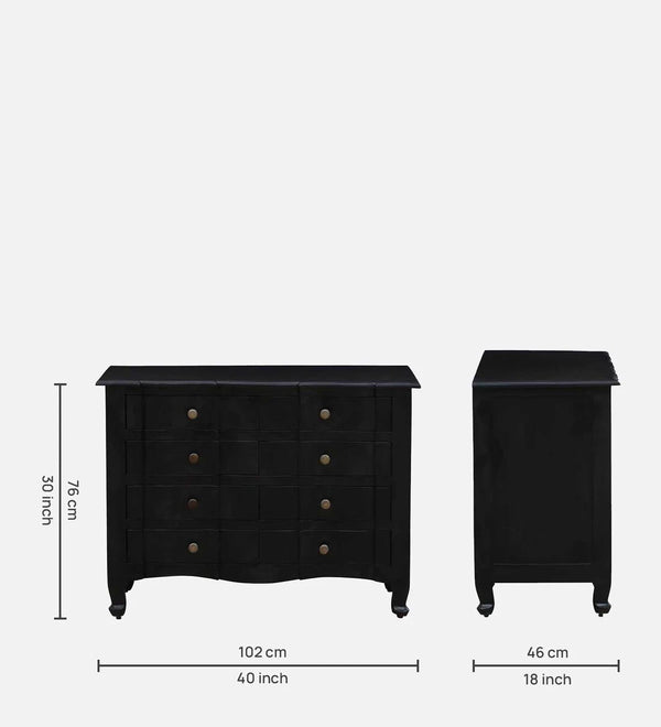 Modern Solid Wood Chest Of Drawers In Dark Walnut