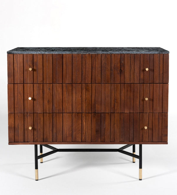 Modern Solid Wood Chest of Drawer in Autumn Brown Finish