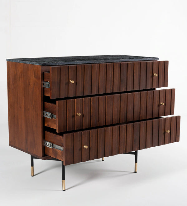 Modern Solid Wood Chest of Drawer in Autumn Brown Finish