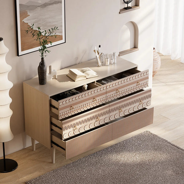 Bohemian Hand Carved Accent Dresser & Chest of 6 Drawer