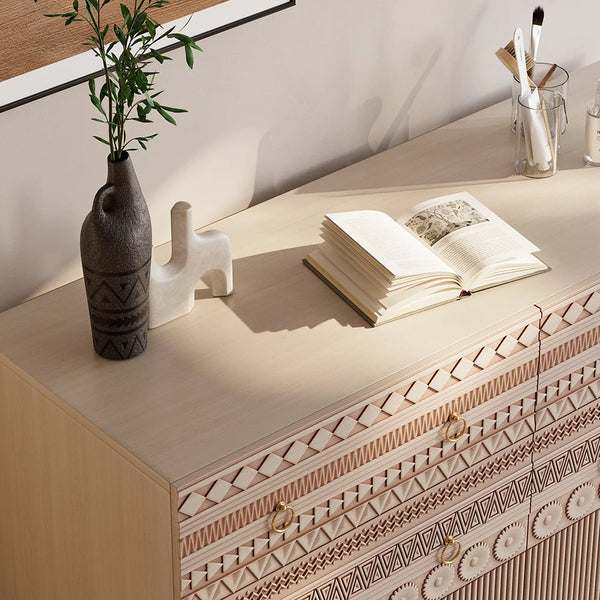 Bohemian Hand Carved Accent Dresser & Chest of 6 Drawer