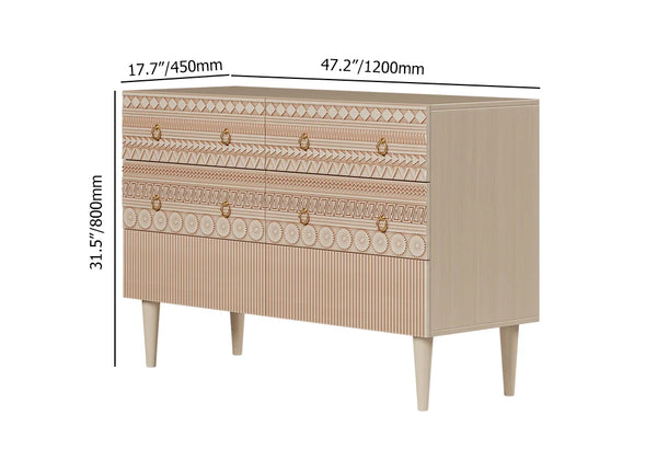 Bohemian Hand Carved Accent Dresser & Chest of 6 Drawer