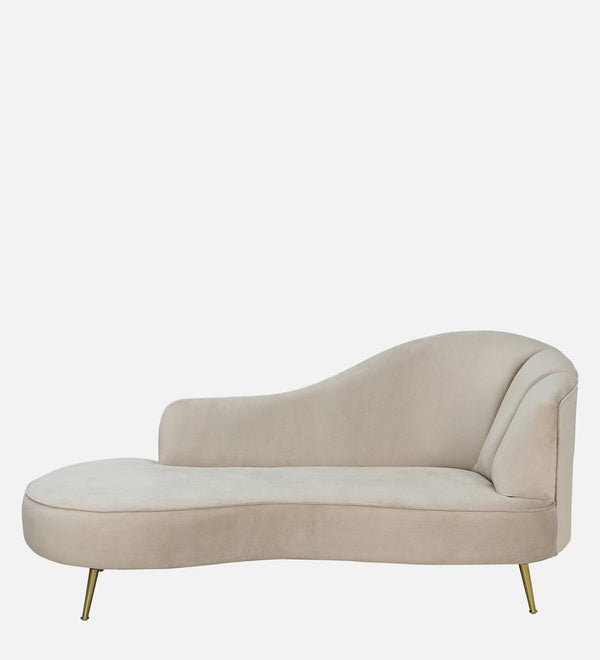 Modern Velvet Chaise Lounger in Beige Colour