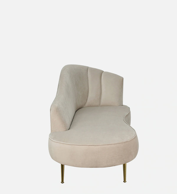 Modern Velvet Chaise Lounger in Beige Colour