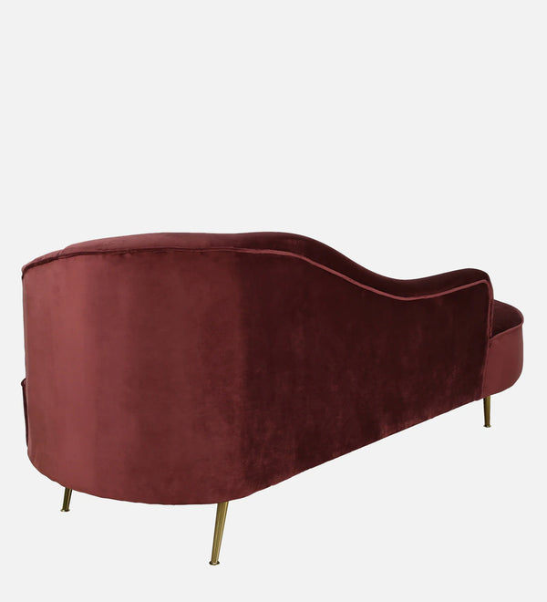 Velvet Chaise Lounge Chair in Red Wine Colour