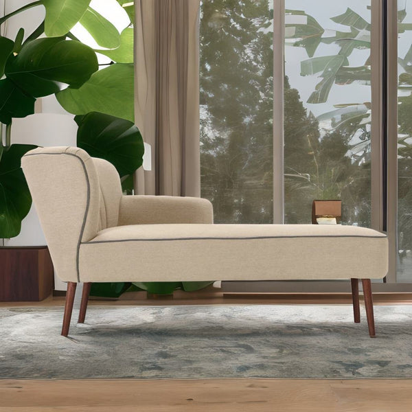 Modern Fabric Lounger in Beige Colour Finish