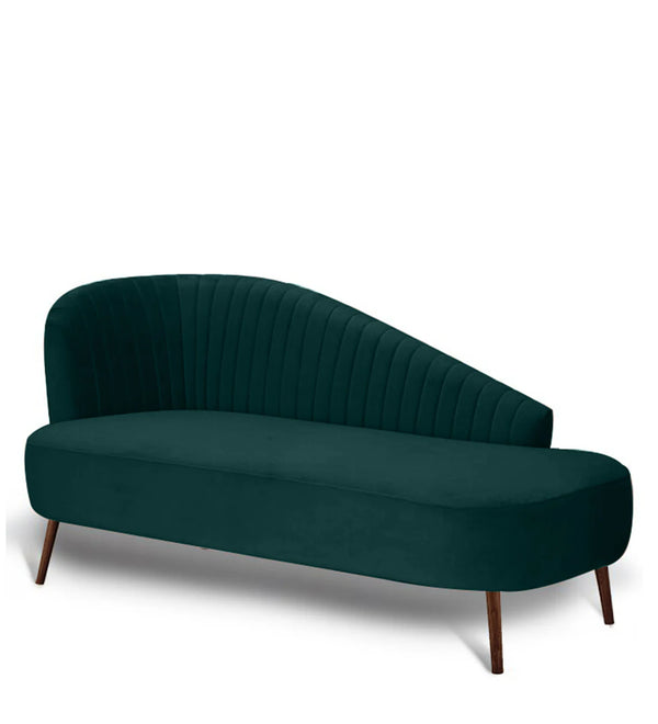 Modern Velvet Chaise Lounger in Green Colour
