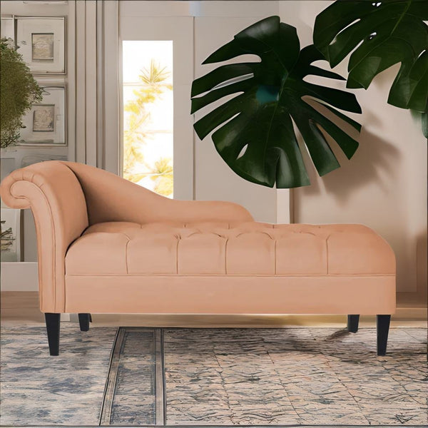Modern Fabric Chaise Lounger in Cosmic Beige Colour