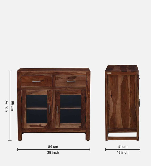 Classic Sheesham Wood Crockery Unit In Rustic Teak Finish