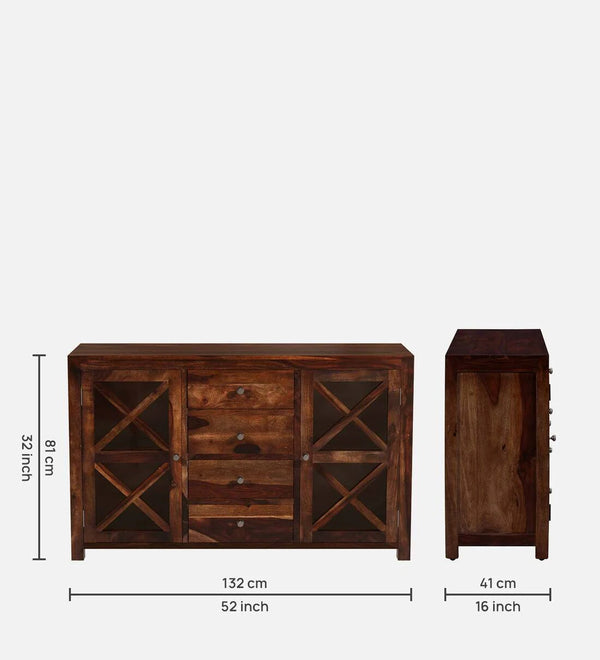 Wooden Crockery Unit in Kitchen - In Provincial Teak Finish