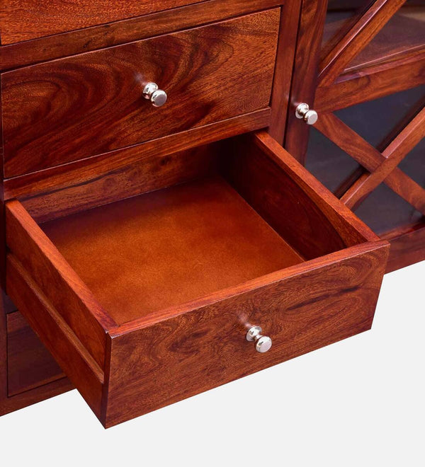Classic Sheesham Wood Crockery Unit In Honey Oak Finish