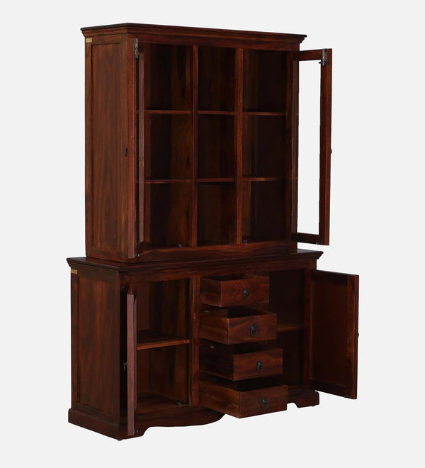 Classic Sheesham Wood Hutch Crockery Unit In Honey Oak Finish