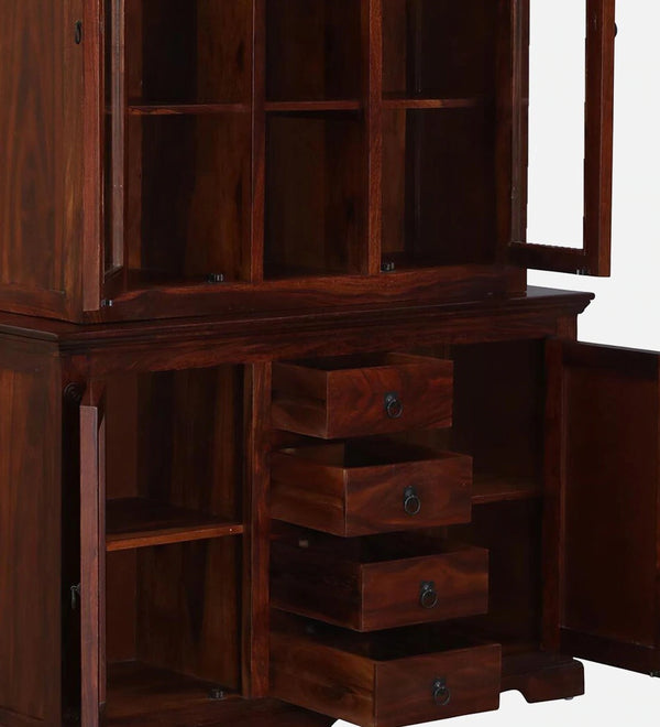 Classic Sheesham Wood Hutch Crockery Unit In Honey Oak Finish