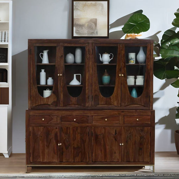 ClassicSheesham Wood Crockery Unit In Provincial Teak Finish