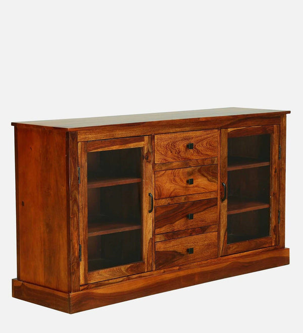 Classic Sheesham Wood Crockery Unit In Honey Oak Finish