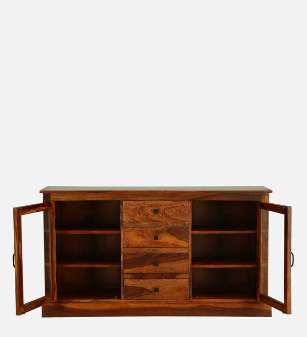 Classic Sheesham Wood Crockery Unit In Honey Oak Finish