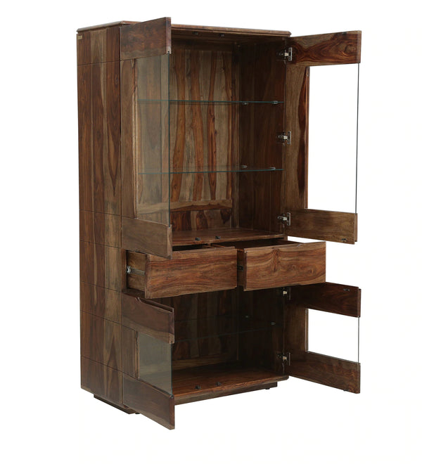 Classic Sheesham Wood Crockery Unit in Sheesham Stone Finish