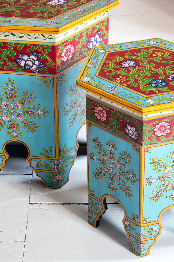 Wooden Nested Table - Jaipur Style Hand Painted