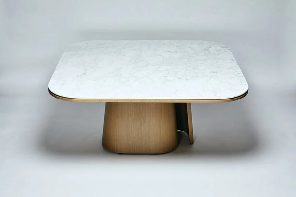 Classic Marble & Walnut Square Dining Table