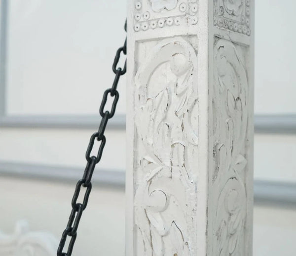 Solid Wood 2 Seater Swing Chair - White Finish