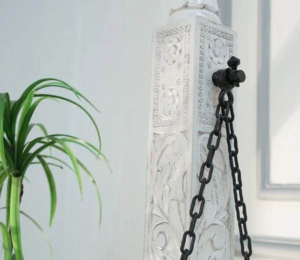 Solid Wood 2 Seater Swing Chair - White Finish