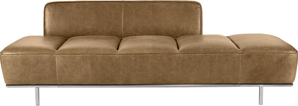 Modern Saddle Brown Leatherette Chaise Lounge Sofa