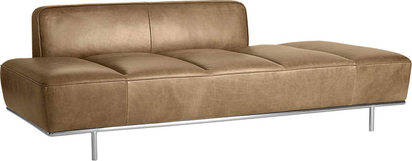 Modern Saddle Brown Leatherette Chaise Lounge Sofa