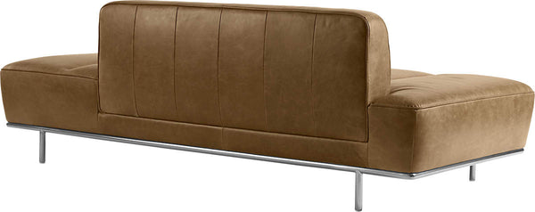 Modern Saddle Brown Leatherette Chaise Lounge Sofa