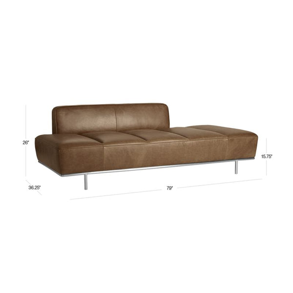 Modern Saddle Brown Leatherette Chaise Lounge Sofa