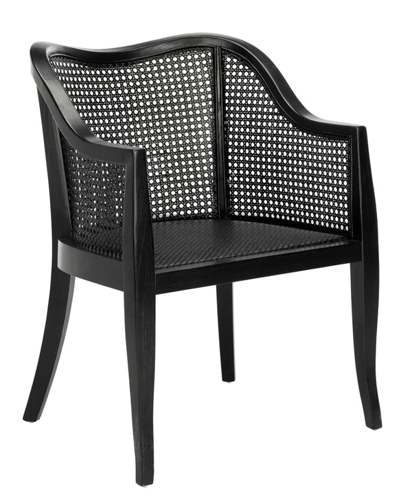 Modern Rattan Solid WoodArm Chair- Black Finish