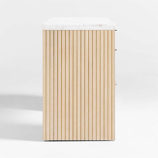 Antalya Modern Natural Oak Wood Desk With White Marble Top