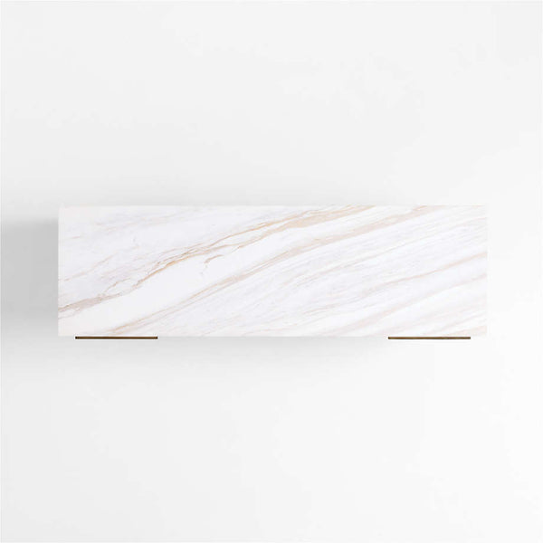 Antalya Modern Natural Oak Wood Desk With White Marble Top