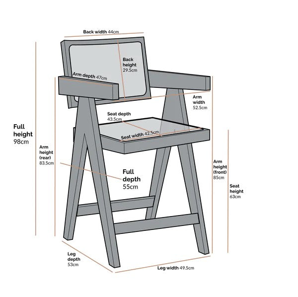 Solid Wood Rattan Counter Stool - Natural Finish
