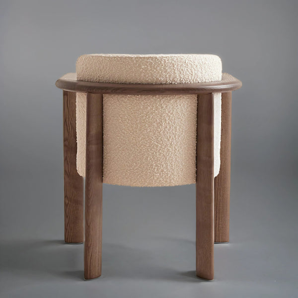 Noir Curved Backrest Boucle Dining Chair