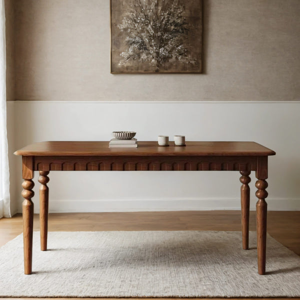 Celine French Retro Solid Wood Dining Table Set With Boucle Chairs - 4 Seater, 6 Seater - All Sizes