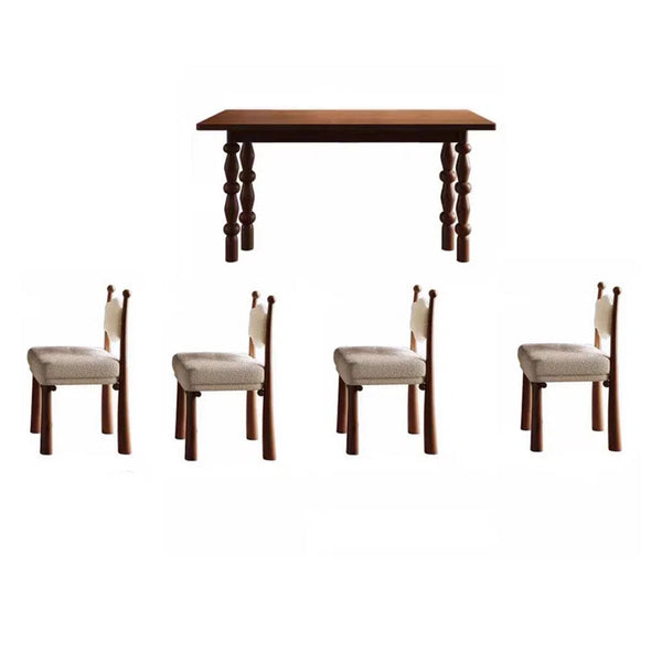 Apollo Solid Wood Mid Century Dining Set With Boucle Chairs - 4 Seater, 6 Seater - All Sizes