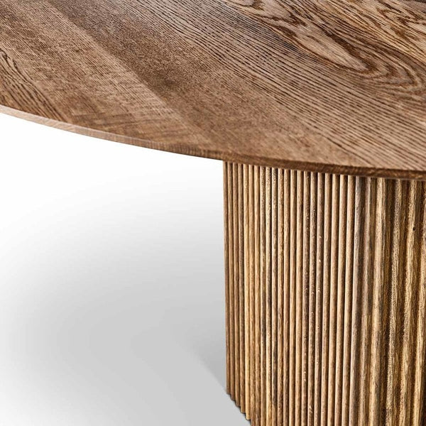 Classic Solid Wood Round Dining Table - Brown Finish