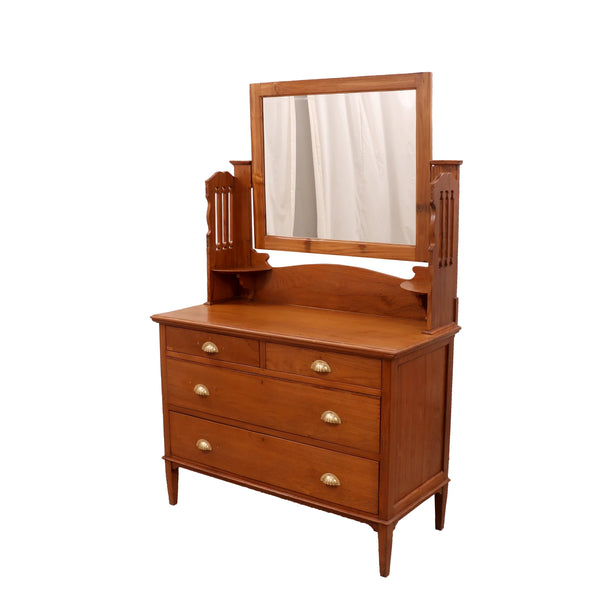 Classic Solid Wood Dressing Unit In Natural Tone