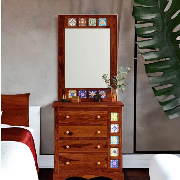 Traditional Sheesham Wood Dressing Unit In Honey Oak