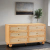 Naysa Natural Wood Rattan Cane Chest Of 6 Drawer AndDresser