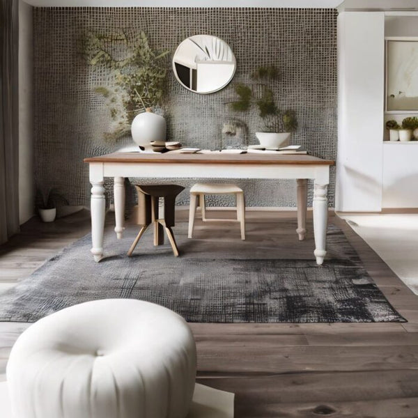 French Solid Wood 6 Seater Dining Table Set