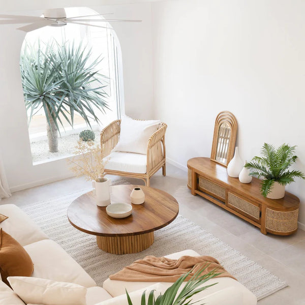 Berlin Teakwood Rattan Entertainment Unit