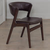 Modern Solid Wood & Leather Curved Arm Chair
