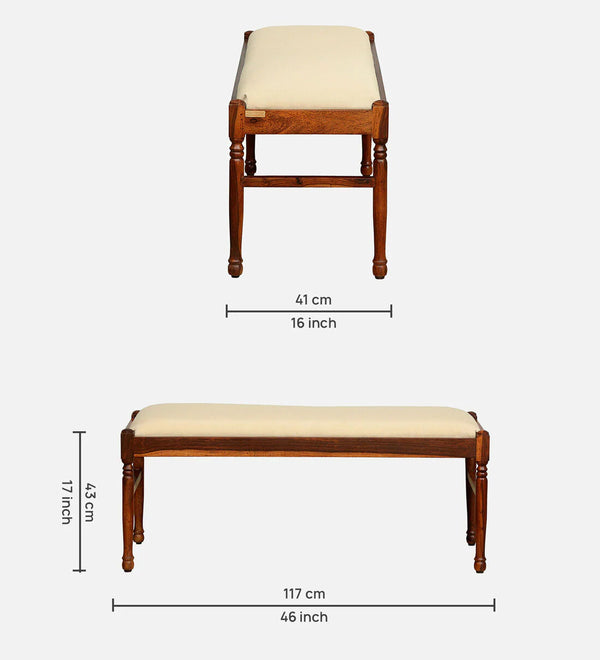 Classic Sheesham Wood Bench In Honey Oak Finish