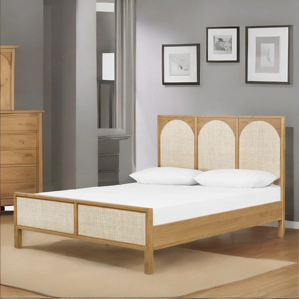 Rattan Cane King Size Wooden Bed