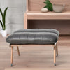 Modern Leather Foot Stool In Charcoal